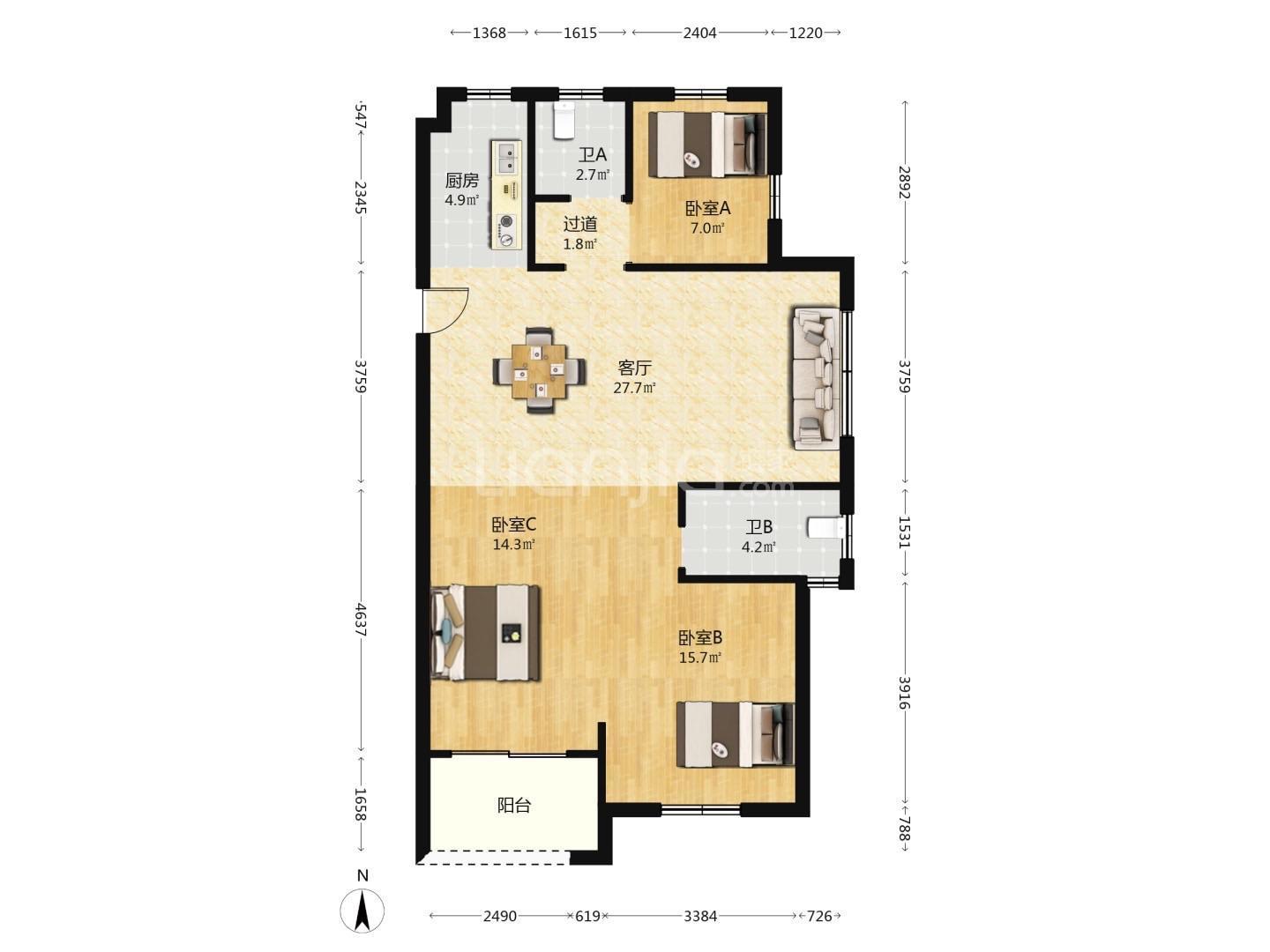 市北瑶台府 干净整洁，绿化多，出入方便 边套户型