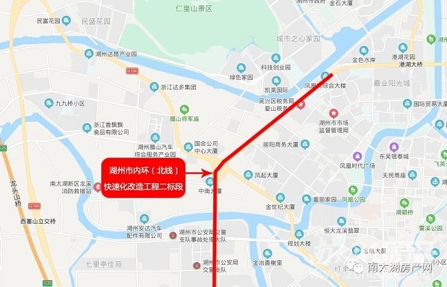 (湖州市内环(北线)快速化改造工程二标段 大致路线)