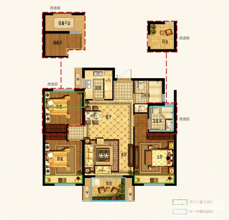 户型:4房2卫,建面约108㎡永晖·壹号院「天悦,作为永晖置业进入湖州