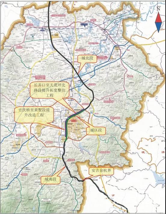 规划三纵三横干线路网中重要的一纵,贯穿安吉南北,连接了安吉县示范