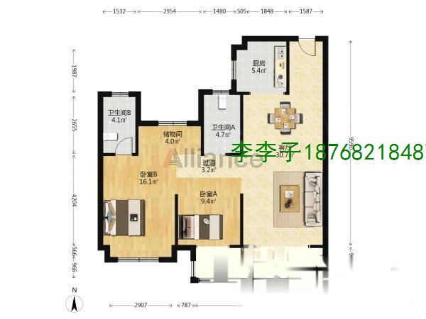 江山赋三室二厅,边套109.8带车位，随时看