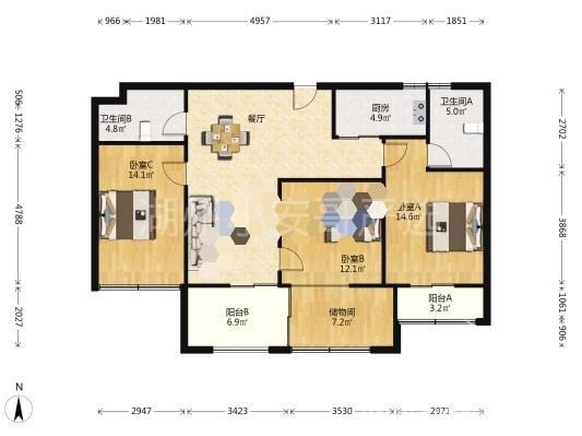出售赞成学士府3室2厅2卫103平米118万住宅